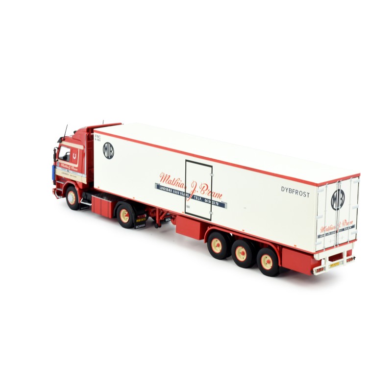 Miniature SCANIA S650 4x2 avec remorque frigo 3 Essieux VERBEKE & FILS 50 ans WSI WSI01-3375 | Collect World