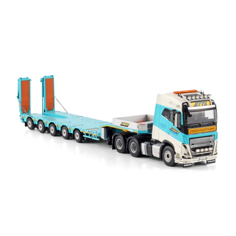 VOLVO FH5 GLOBETROTTER 6X4  AVEC REMORQUE PORTE ENGINS